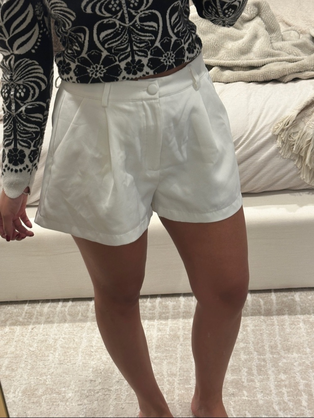 Women’s High-Waist White Tailored Shorts